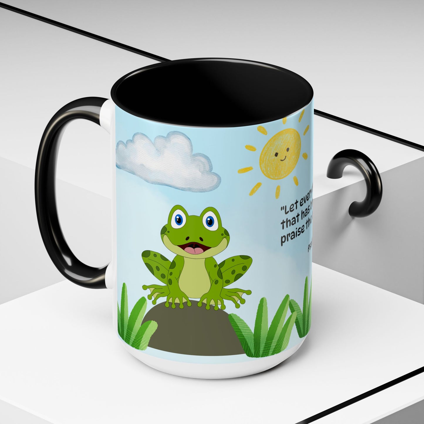 Frog Coffee Mug — Christian Ceramic Mug (Psalm 150:6)