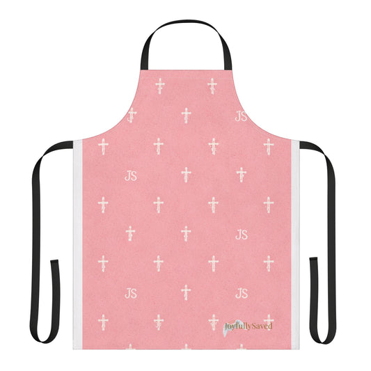 Christian Cross Pink Apron — large print, Faith Kitchen Apron