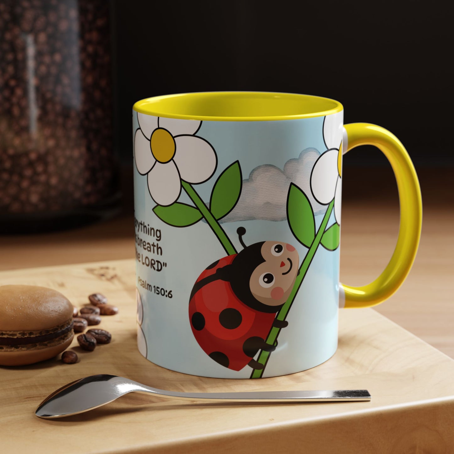 Ladybug Coffee Mug — Christian Ceramic Mug (Psalm 150:6)