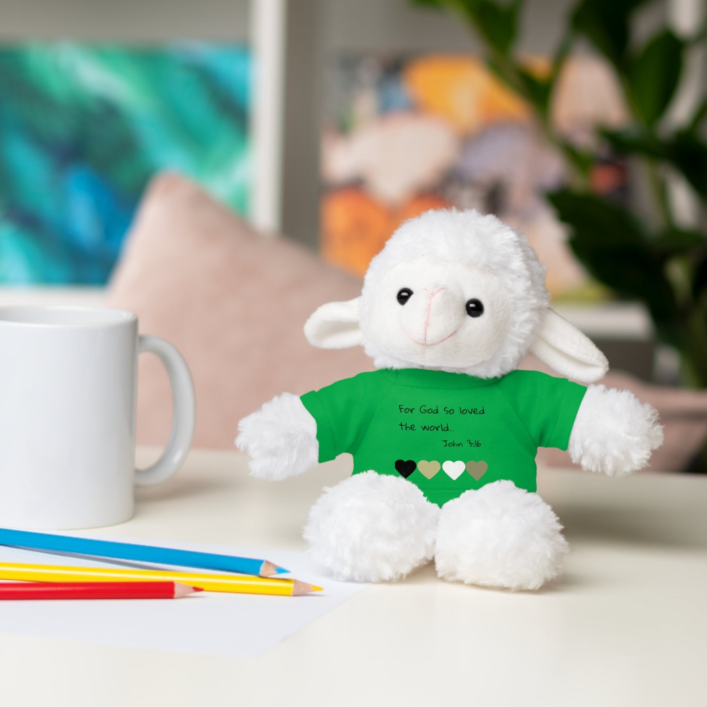 Christan Plush Toy, John 3:16  — Stuffed Animal with 'I Am a Child of God' T‑Shirt