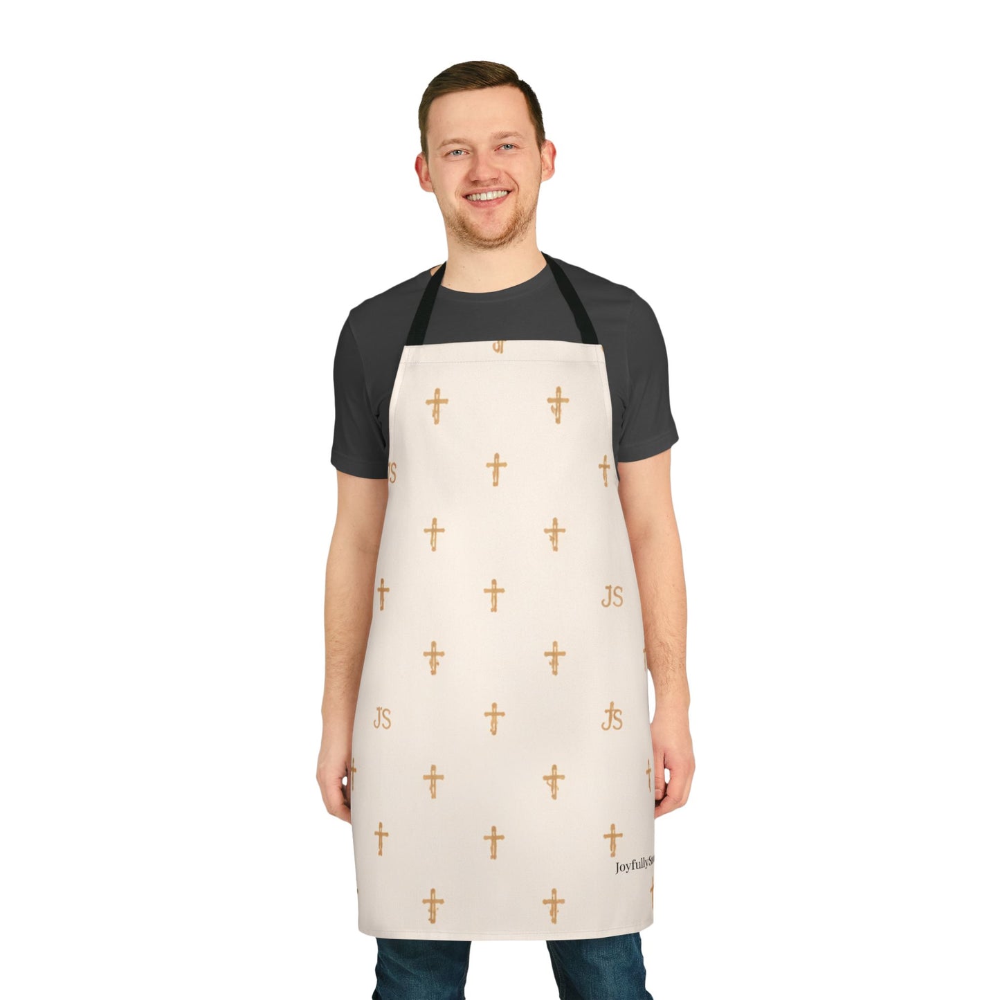 Christian Cross Creme Apron — large print, Faith Kitchen Apron