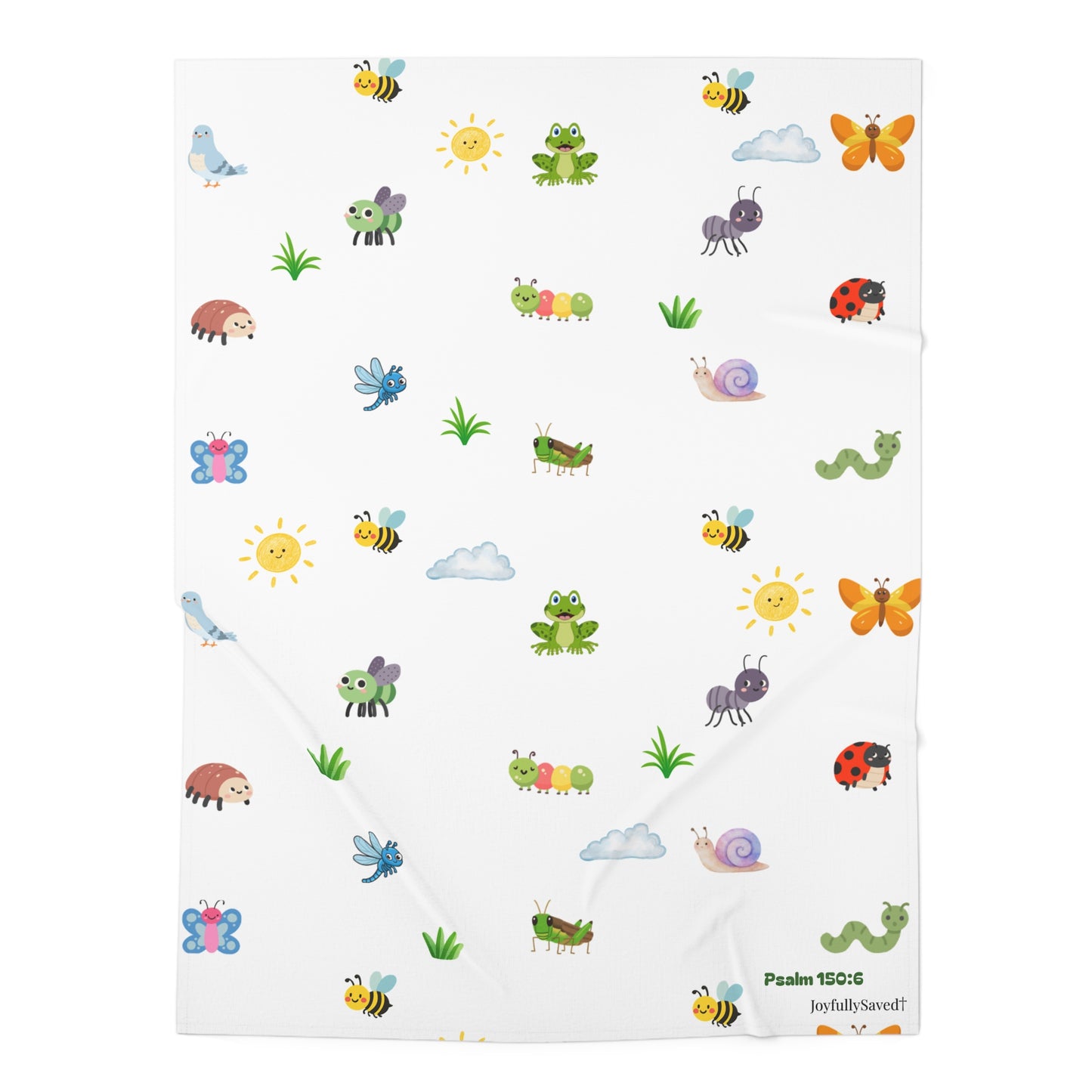 Christian Baby Swaddle Blanket — Bugs & Blessings (Psalm 150:6) Infant Swaddle