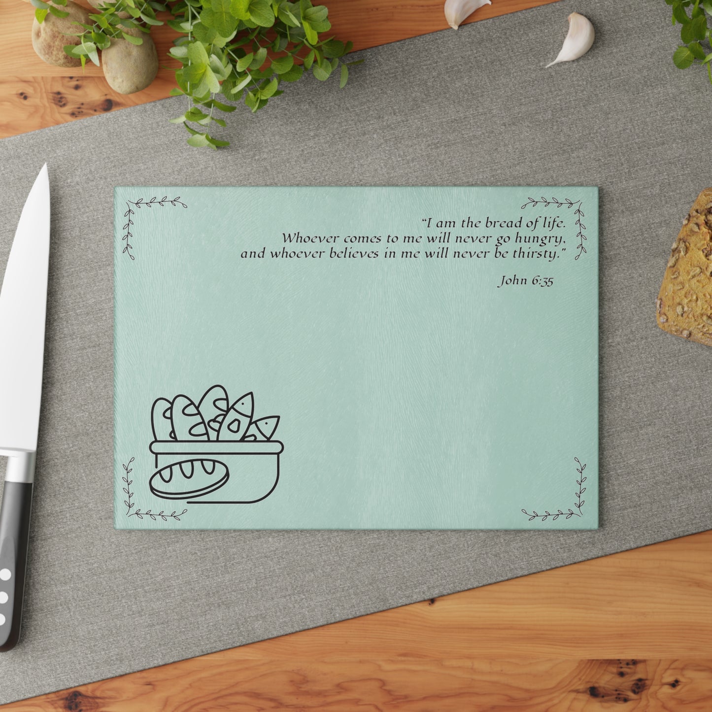 Christian Glass Cutting Board | Bread of Life (John 6:35) Gift