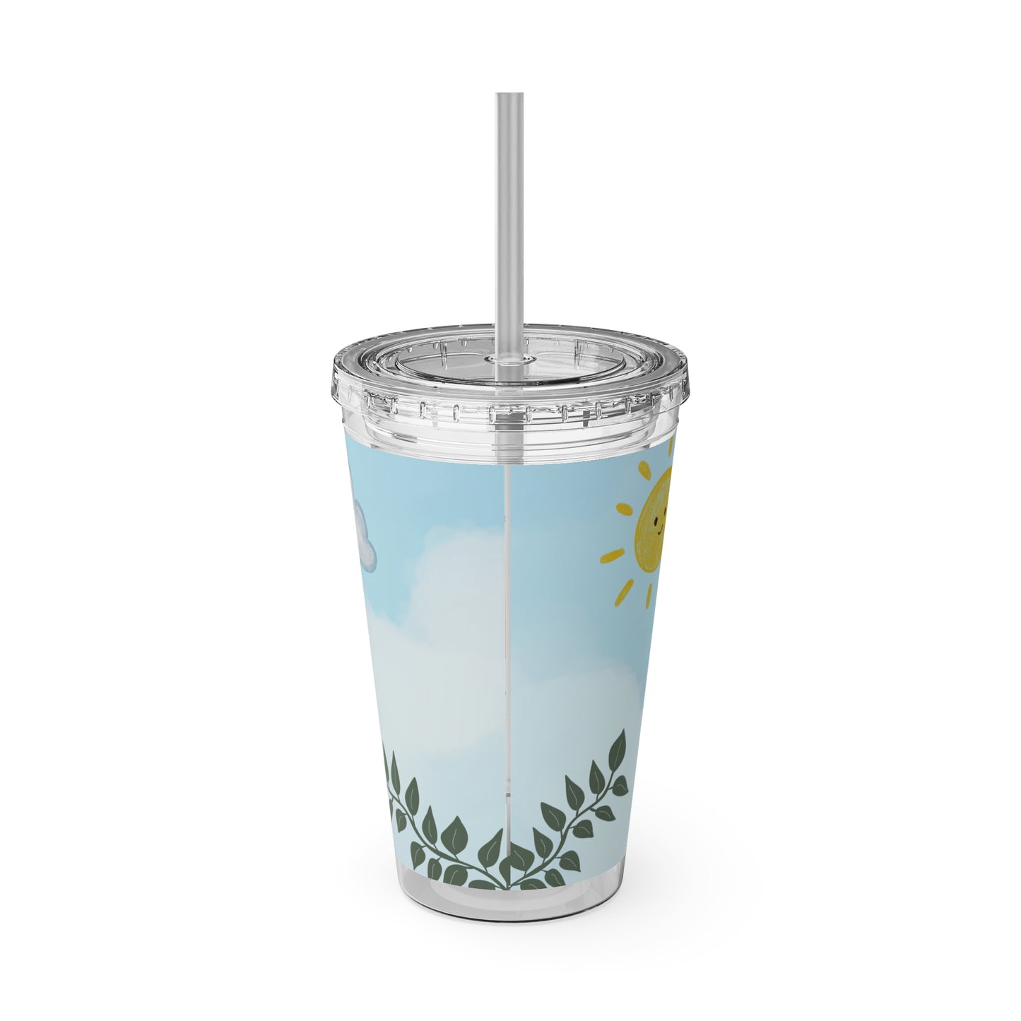 Butterfly & Sun 16oz Tumbler with Straw — 'Let everything that has breath' Psalm 150:6