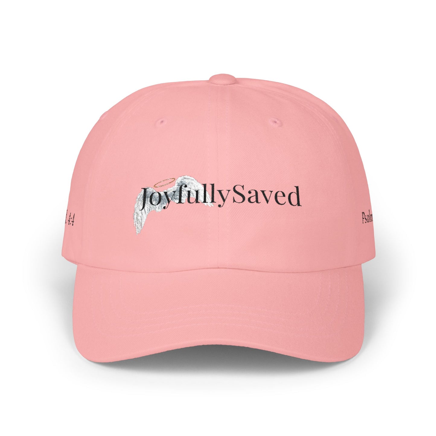Joyfully Saved "dad" Cap, Logo with verses — Embroidered Hat, Black ink