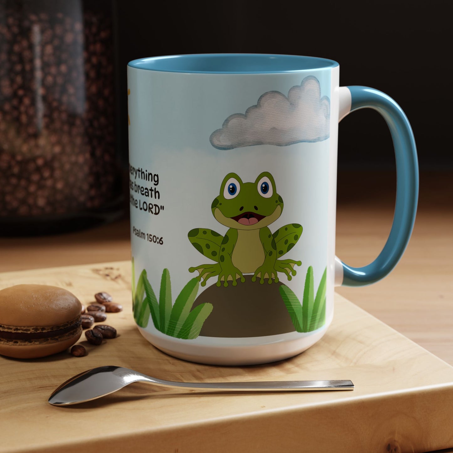 Frog Coffee Mug — Christian Ceramic Mug (Psalm 150:6)