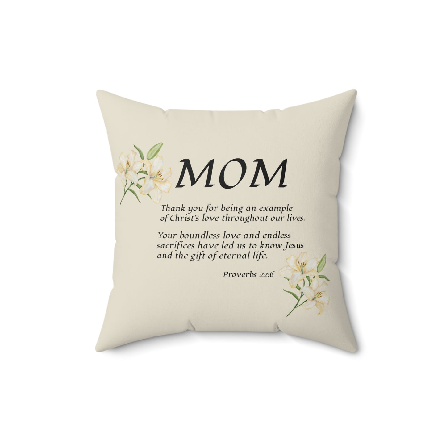 "Thank You" from 2+ ppl, Square Pillow, Proverbs 22:6 — Christian Pillow, religious gift