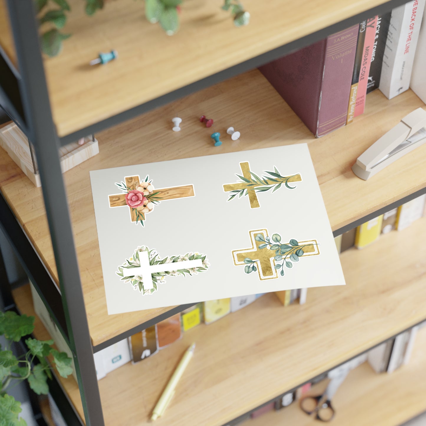 Christian Crosses Sticker Sheet — 4 Religious Faith Stickers