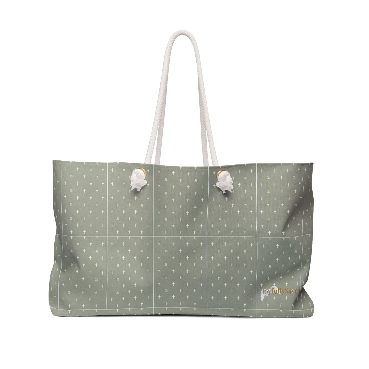 JOYFULLY SAVED Weekender Bag —Christian, Sage colored Travel Tote