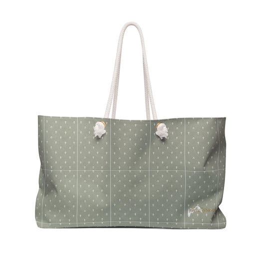 JOYFULLY SAVED Weekender Bag —Christian, Sage colored Travel Tote