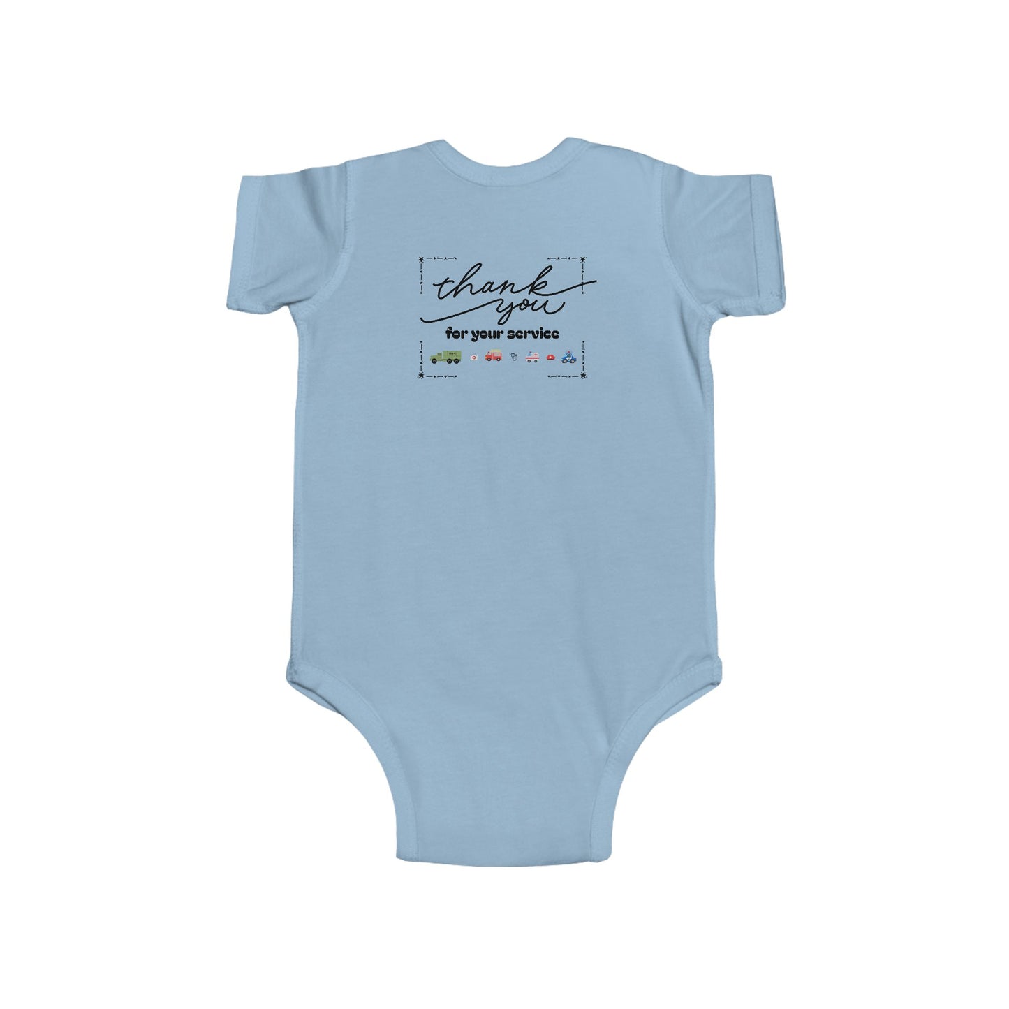 Christian Infant Bodysuit -Military Truck Baby Onesie (John 15:13)