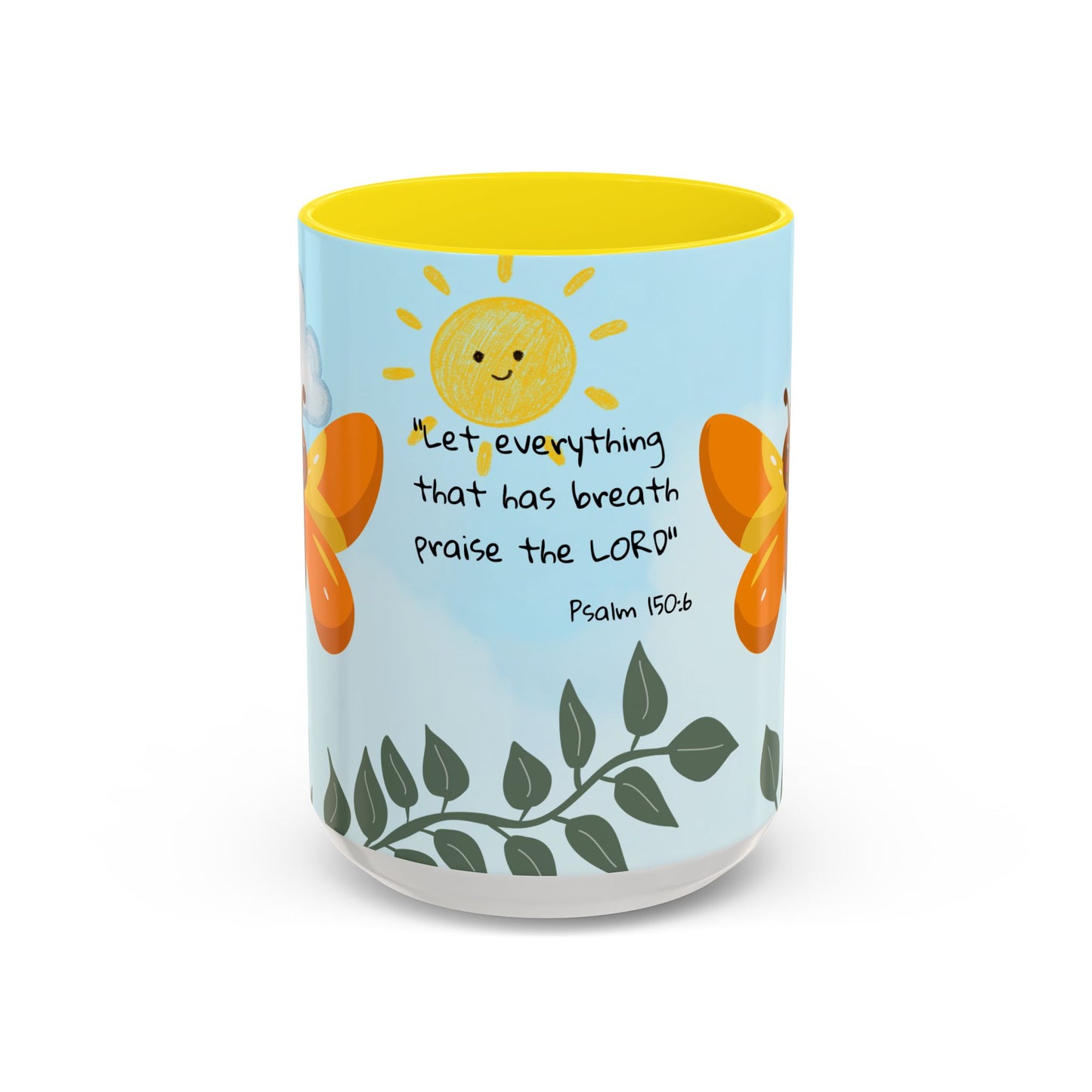 Butterfly Coffee Mug — Christian Ceramic Mug (Psalm 150:6)