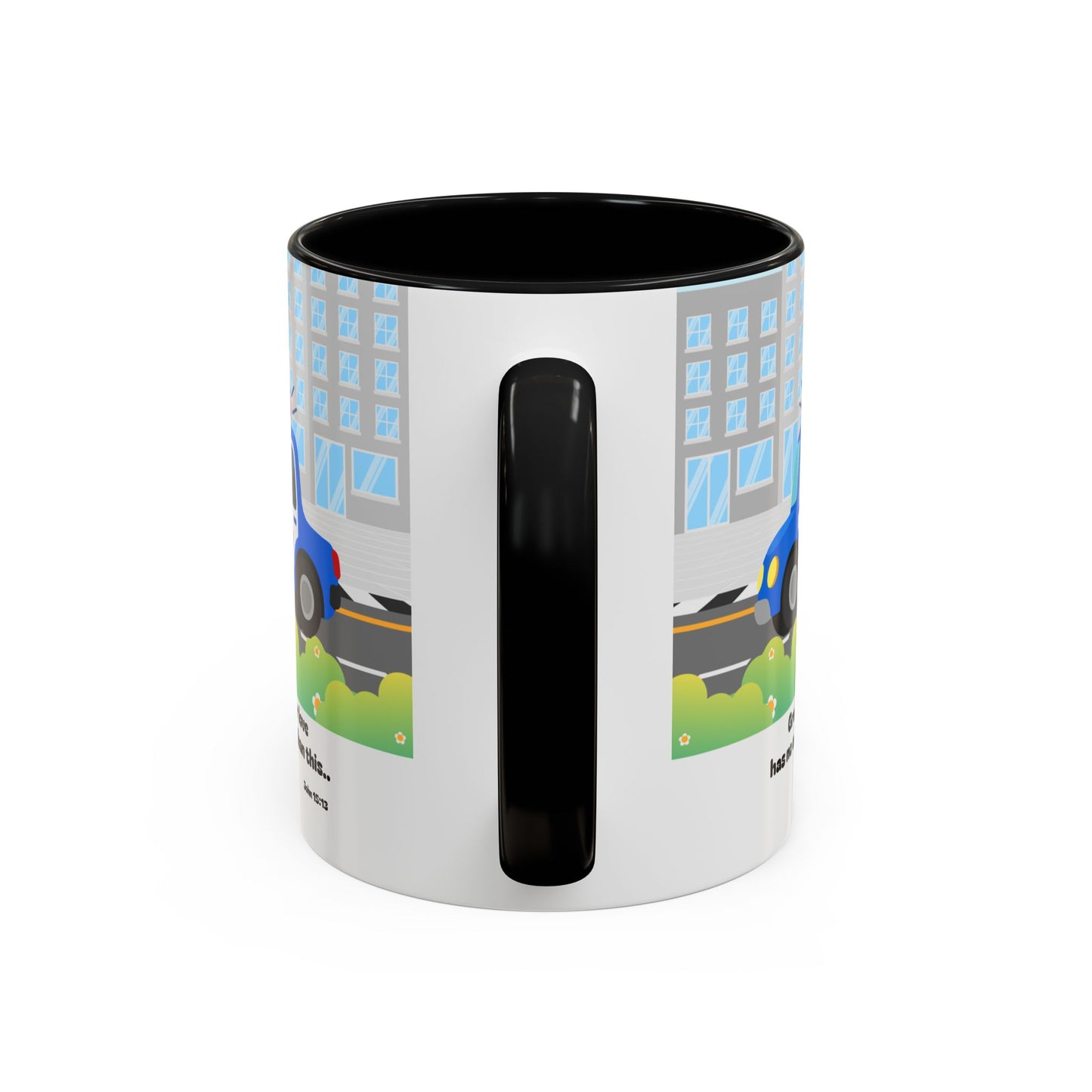 Police Car Coffee Mug — "Greater love has no one than this" Scripture Mug (11/15 oz)