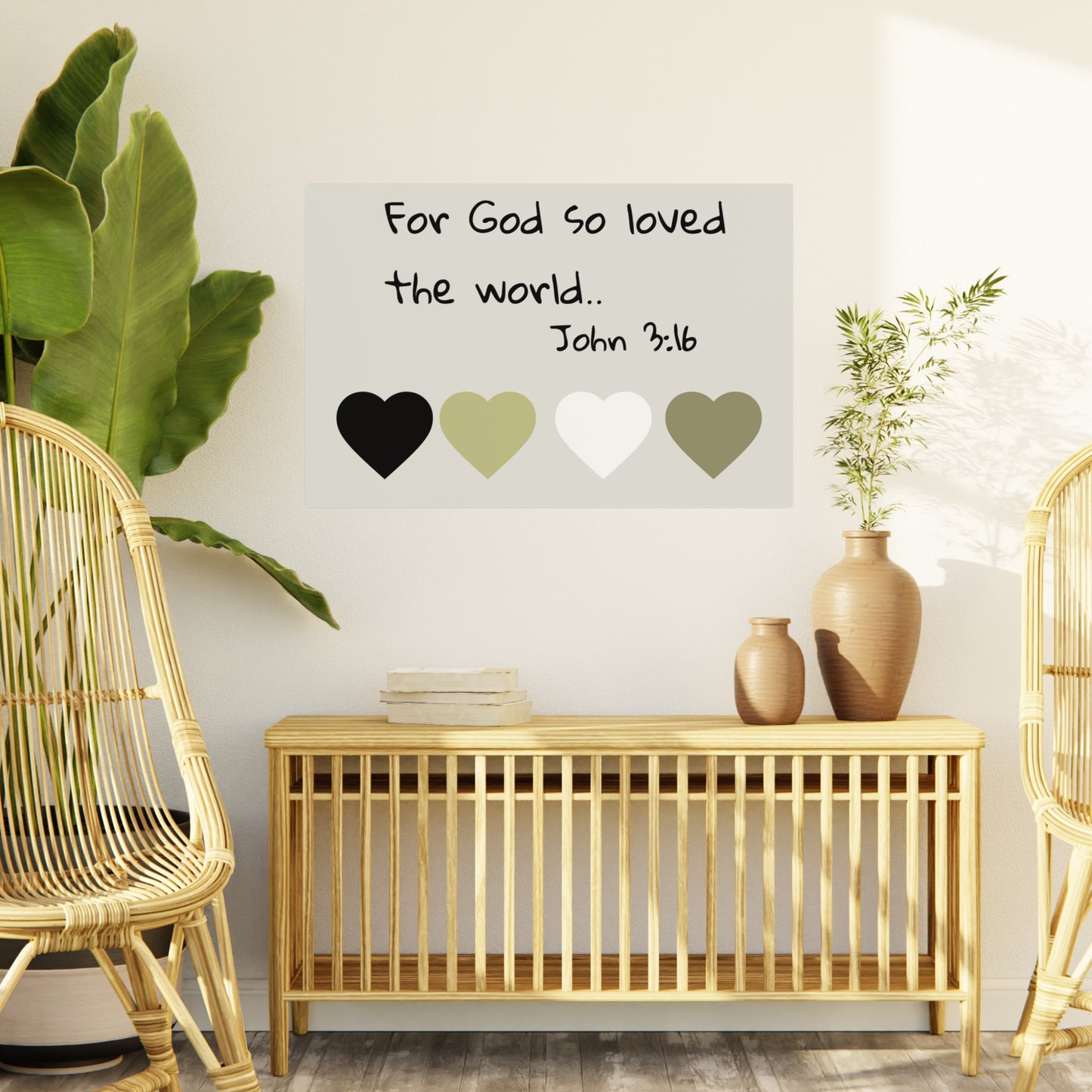 Foam Board — "For God So Loved the World" John 3:16 Christian Wall Art (Hearts Accent)