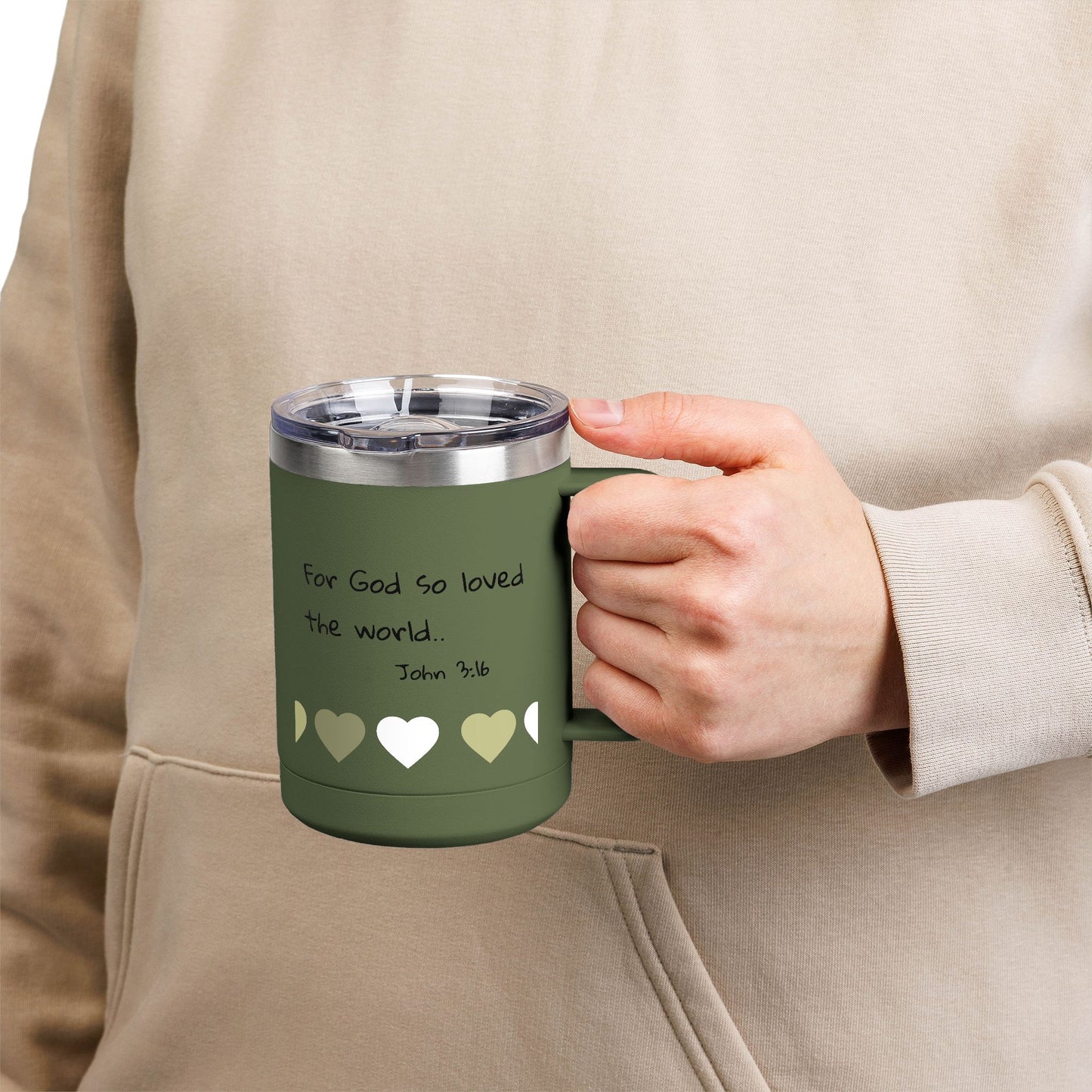 John 3:16 Heart Travel Mug — 15oz Christian Scripture Tumbler