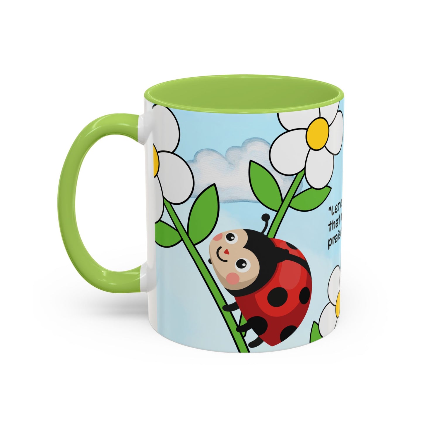 Ladybug Coffee Mug — Christian Ceramic Mug (Psalm 150:6)