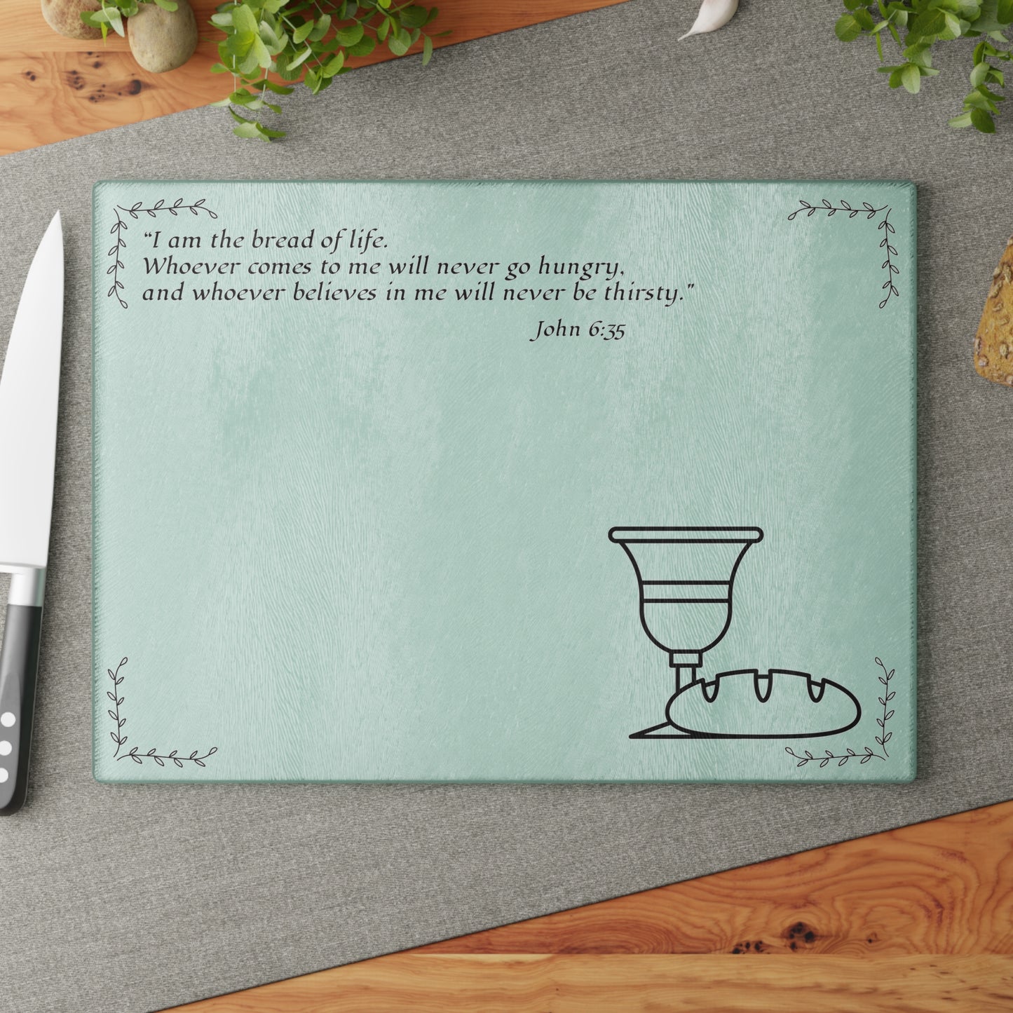 Christian Glass Cutting Board | Bread of Life (John 6:35) Gift