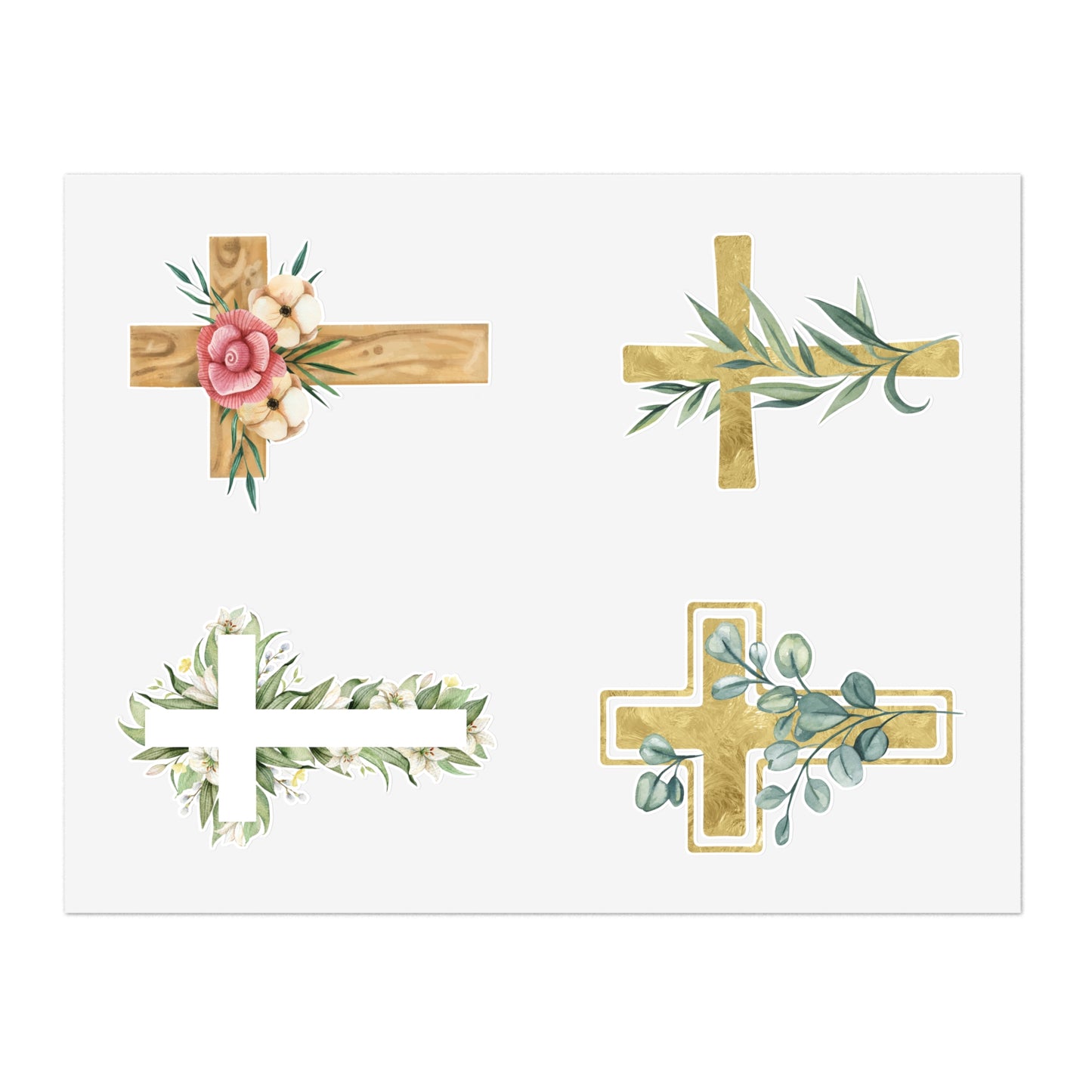 Christian Crosses Sticker Sheet — 4 Religious Faith Stickers