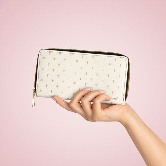 Cream Zipper Wallet — Christian Signature Cross Wallet