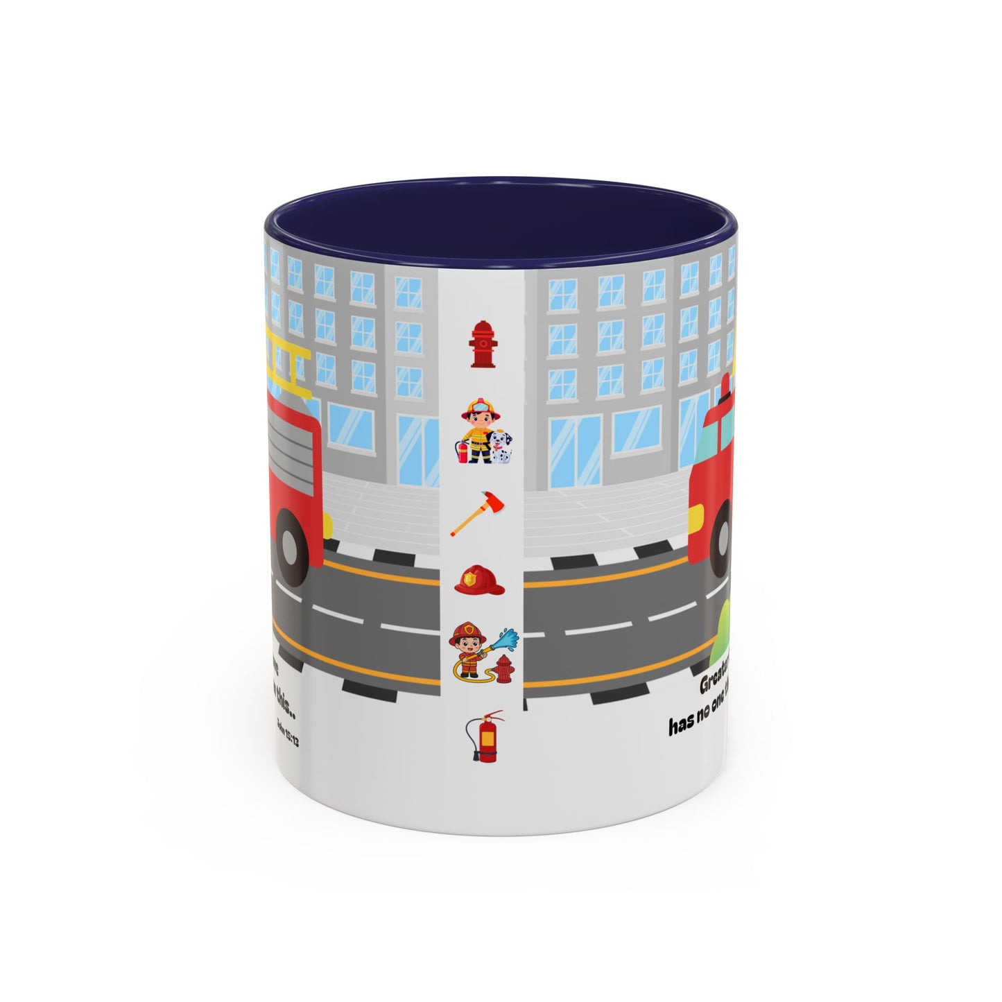 Fire Truck Coffee Mug — "Greater love has no one than this" Scripture Mug (11/15 oz)