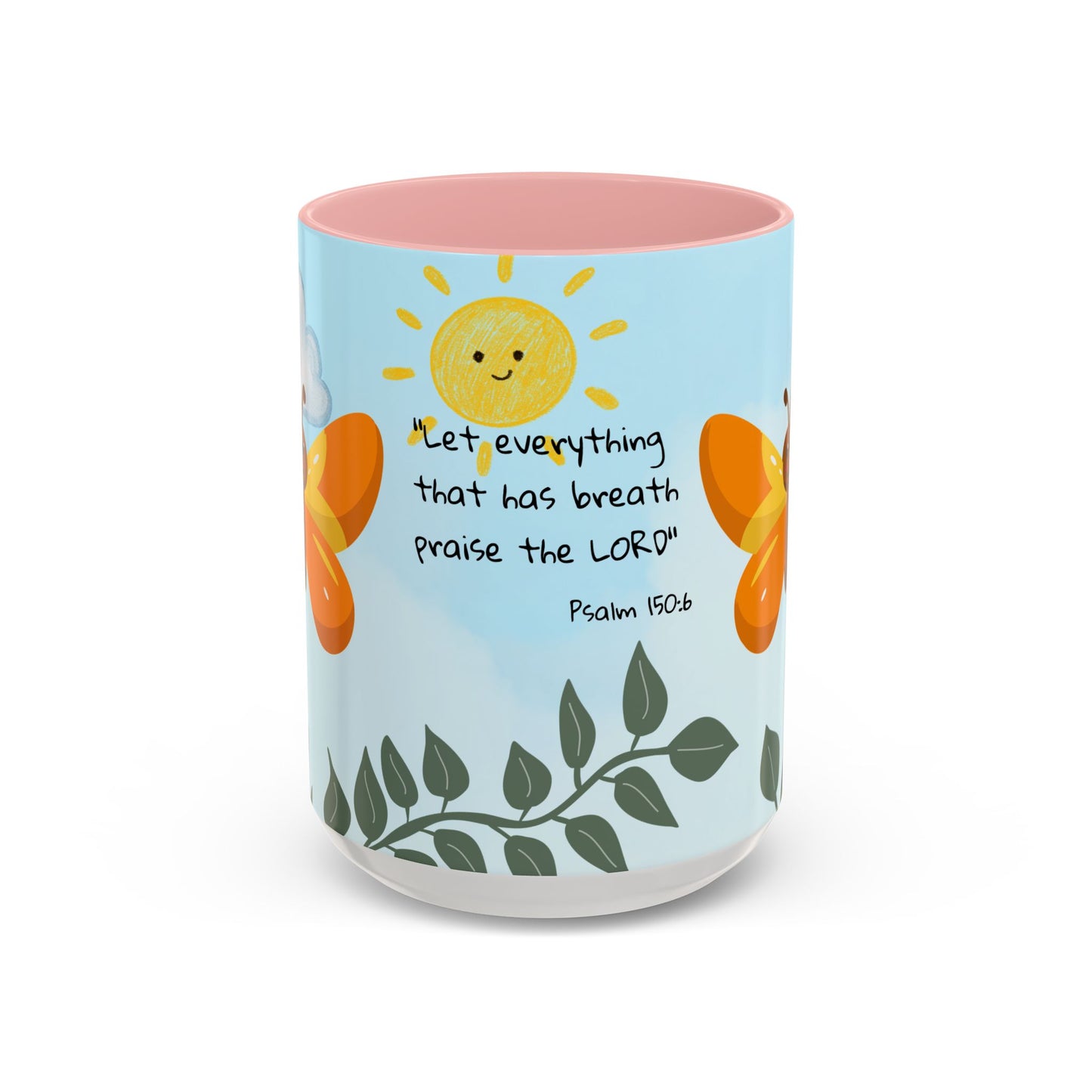 Butterfly Coffee Mug — Christian Ceramic Mug (Psalm 150:6)