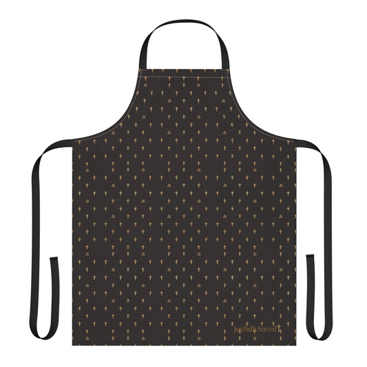 Christian Cross Black Apron —Faith Kitchen Apron