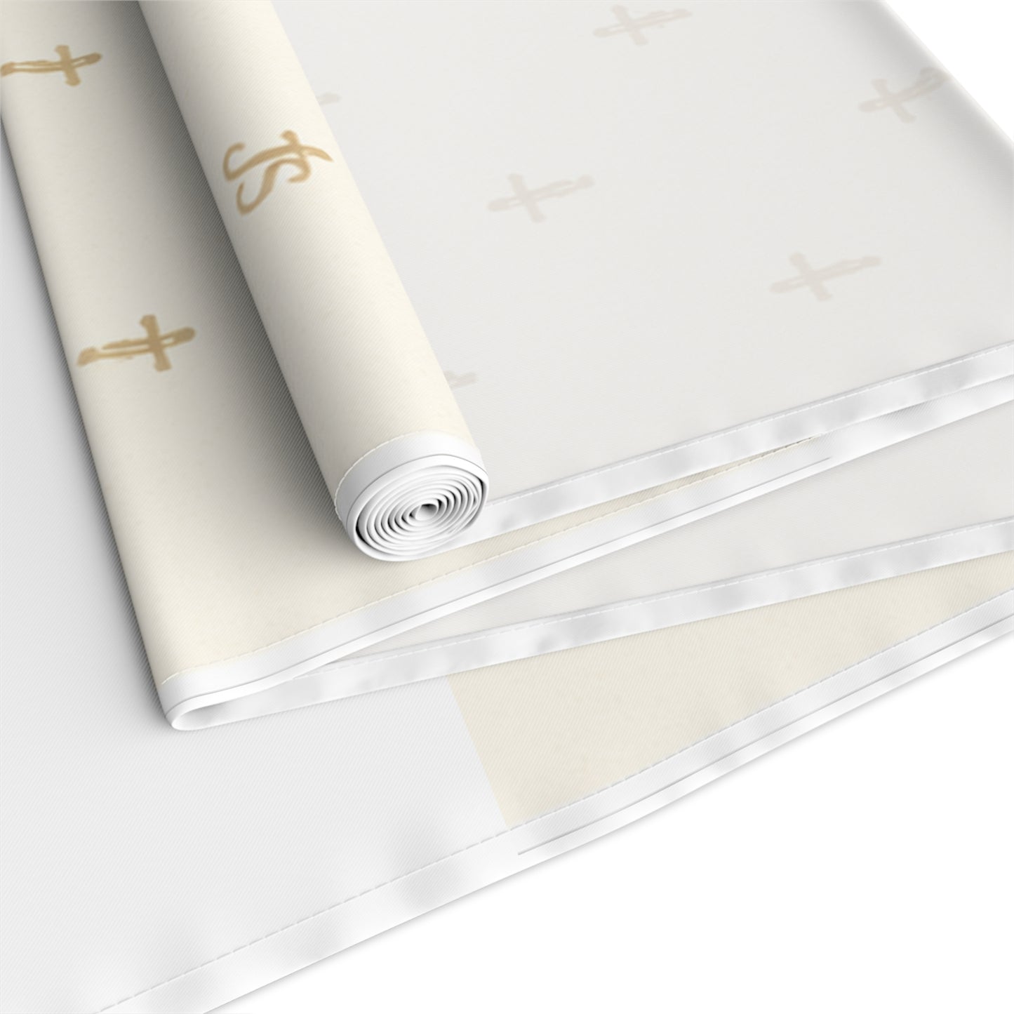 Signature Cross Table Runner, Cream — JoyfullySaved Faith-Inspired Cotton/Poly Decor