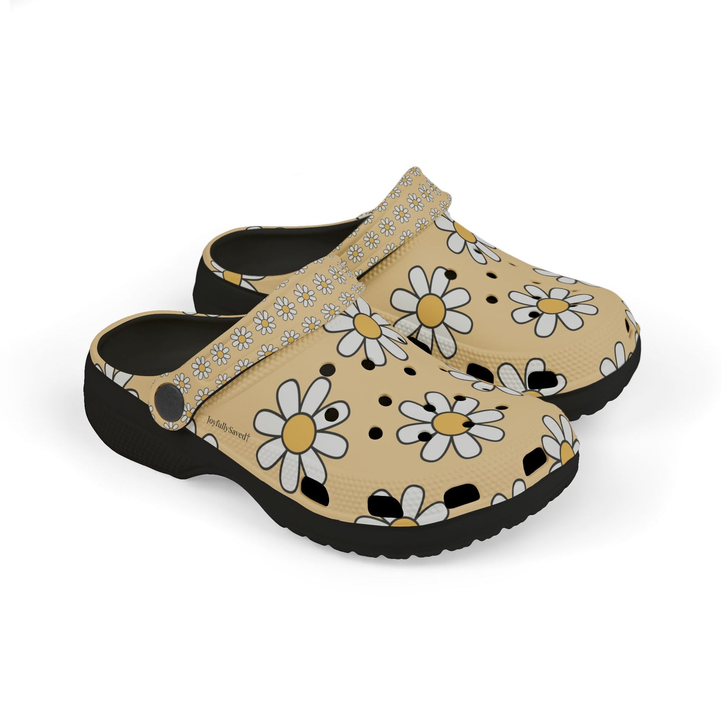 Kids EVA Foam Clogs  with Charms— Daisy Pattern Christian Slip-Ons