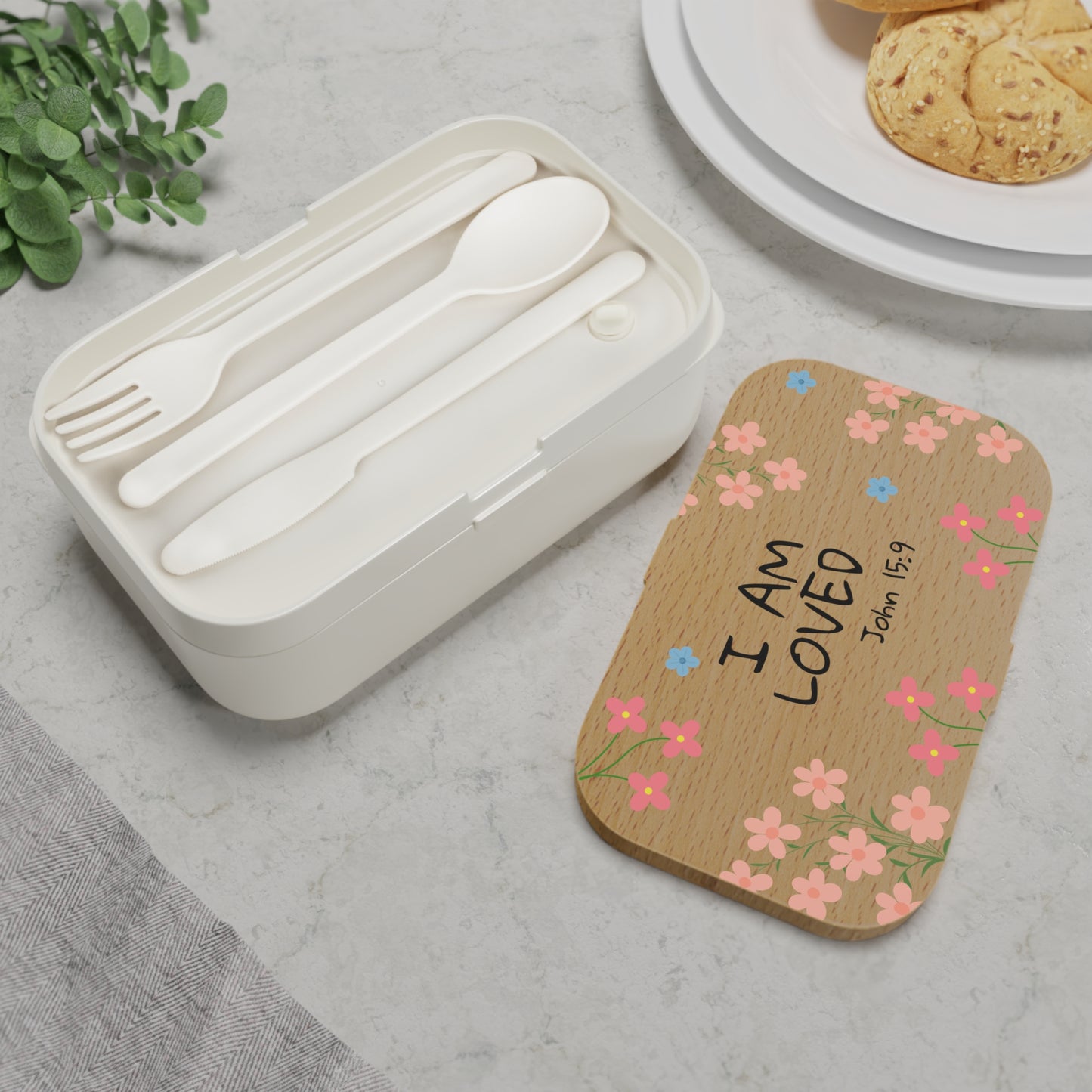 Bento Box — "I Am Loved" Floral John 15:9 Lunch Box