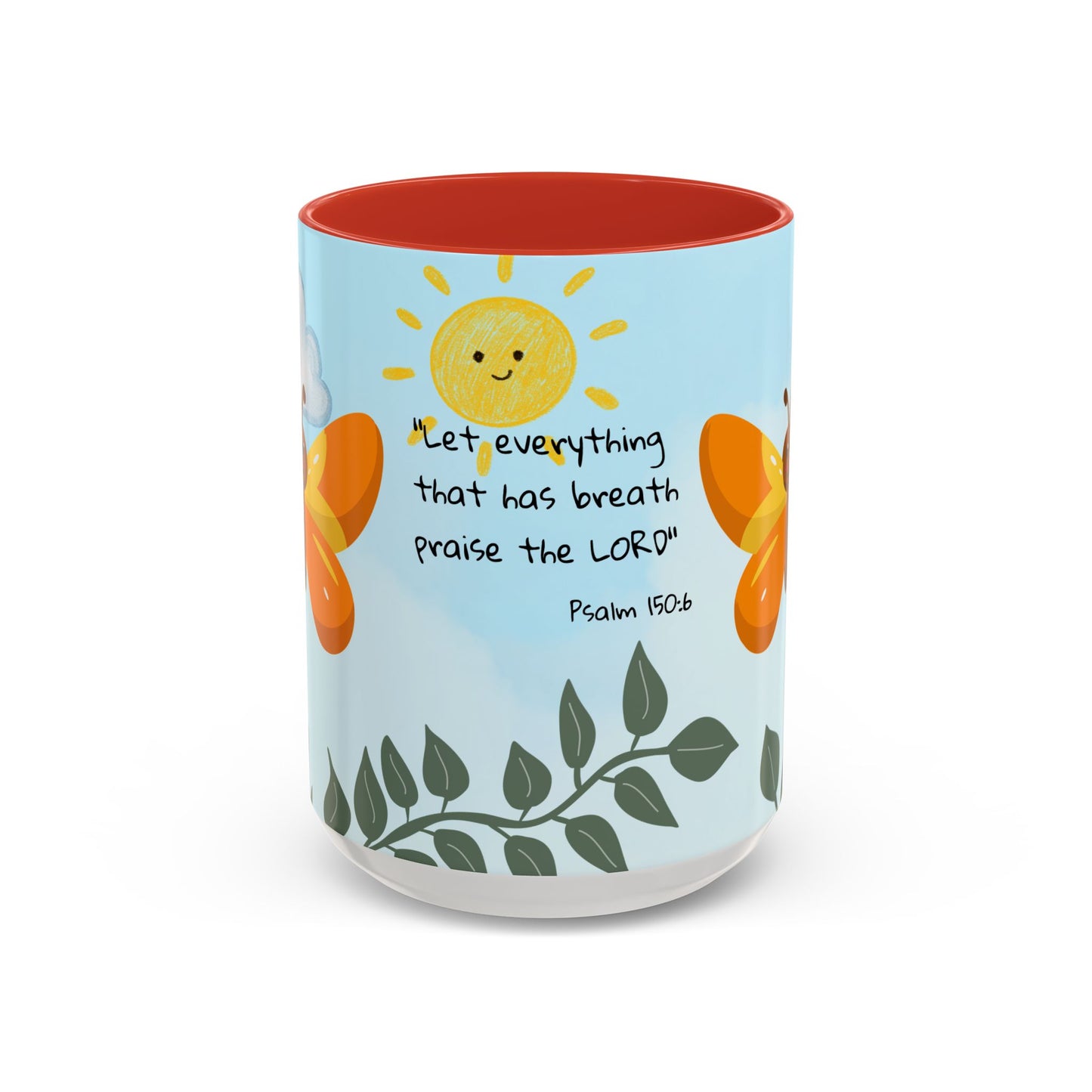 Butterfly Coffee Mug — Christian Ceramic Mug (Psalm 150:6)