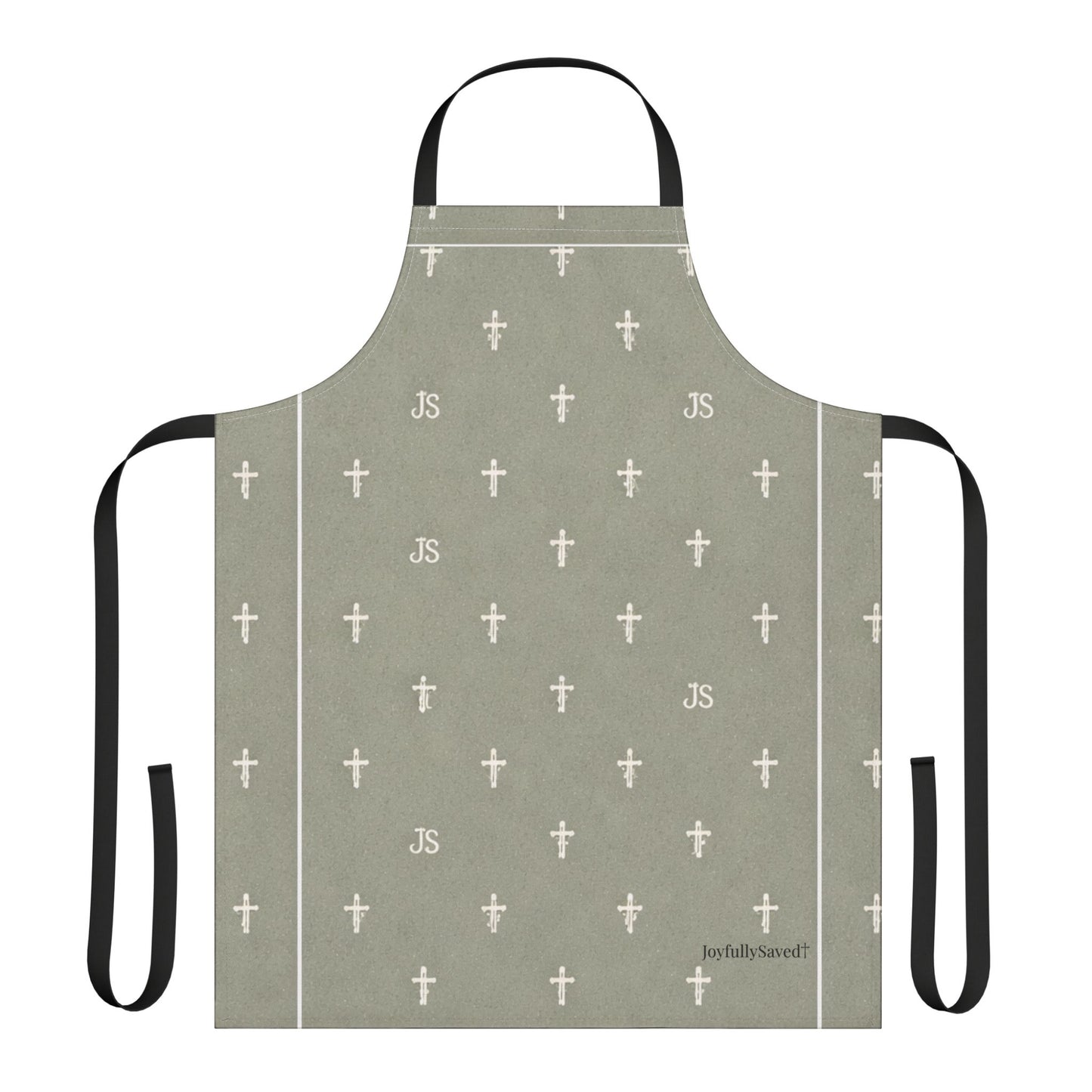 Christian Cross Sage Apron — large print, Faith Kitchen Apron