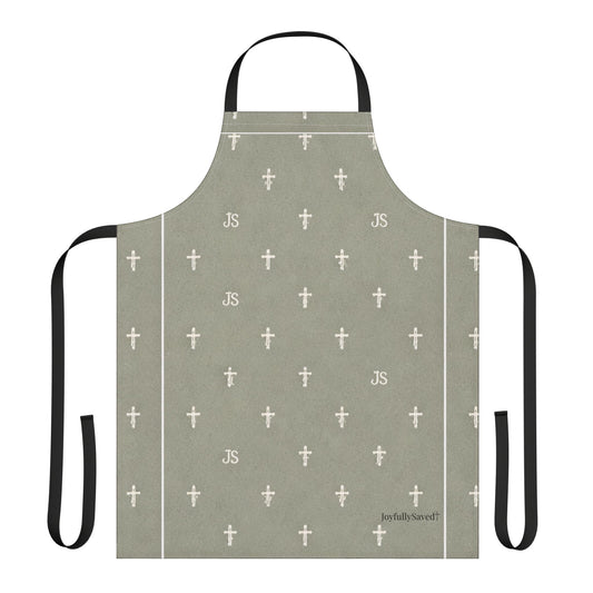 Christian Cross Sage Apron — large print, Faith Kitchen Apron