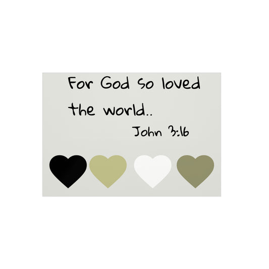 Foam Board — "For God So Loved the World" John 3:16 Christian Wall Art (Hearts Accent)