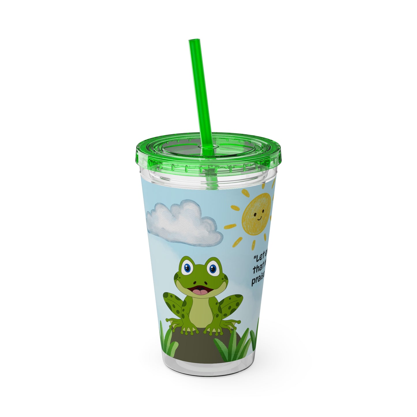 Frog 16oz Tumbler with Straw — Christian Cup (Psalm 150:6)