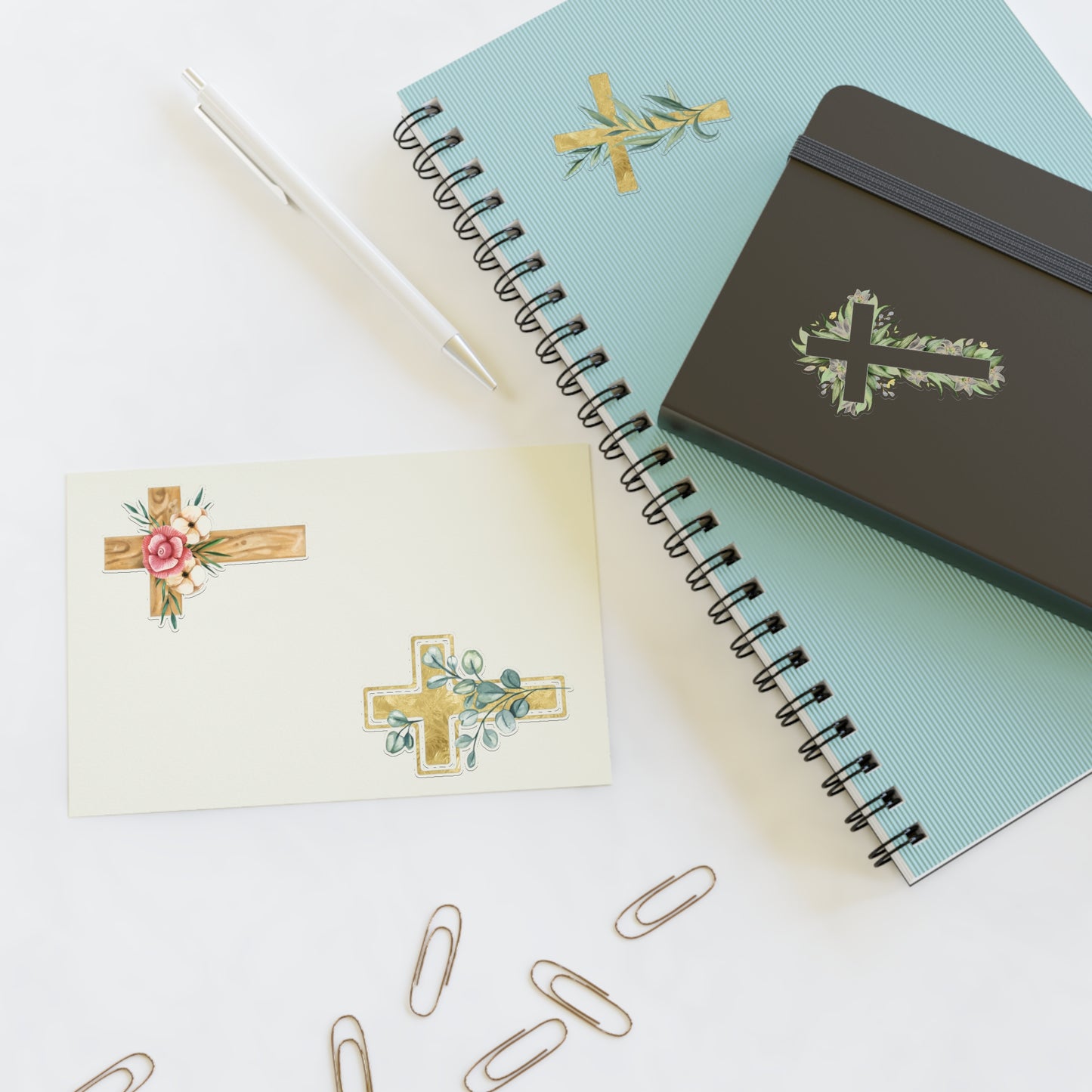 Christian Crosses Sticker Sheet — 4 Religious Faith Stickers