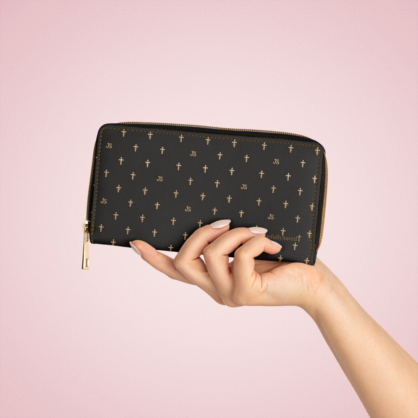Black Zipper Wallet — Christian Signature Cross Wallet