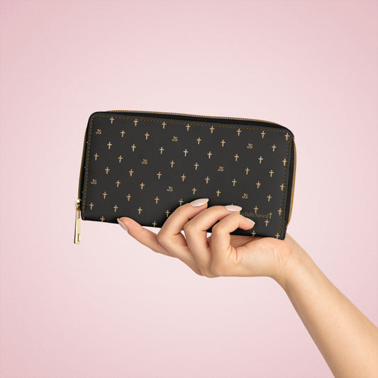 Black Zipper Wallet — Christian Signature Cross Wallet