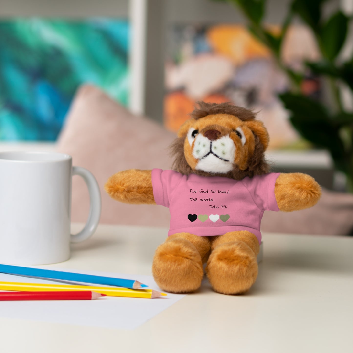 Christan Plush Toy, John 3:16  — Stuffed Animal with 'I Am a Child of God' T‑Shirt