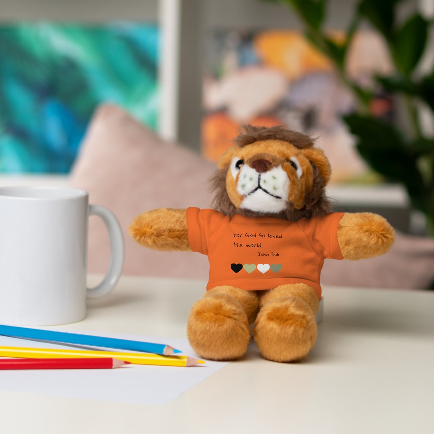 Christan Plush Toy, John 3:16  — Stuffed Animal with 'I Am a Child of God' T‑Shirt