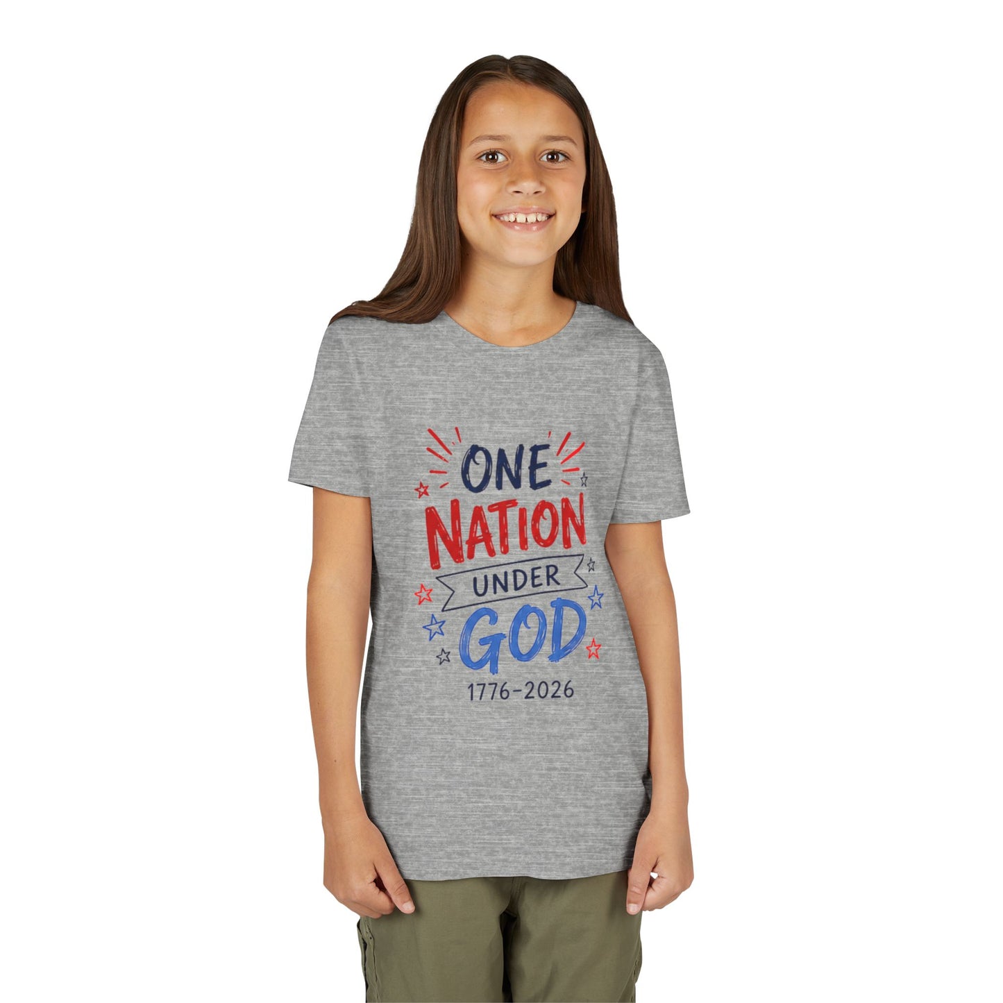 Youth Tee — Patriotic USA 250th Anniversary | "Blessed is the nation" (Psalm 33:12)