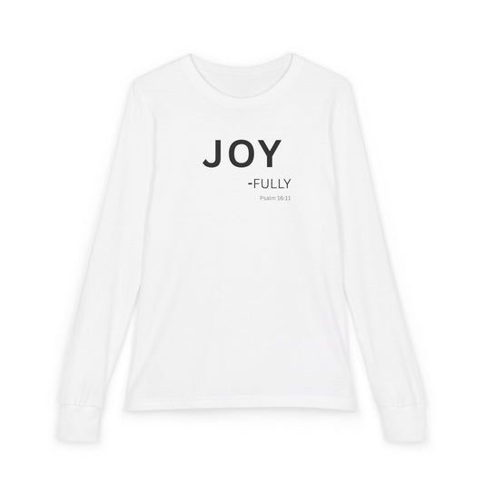 Joy-fully Psalm 16:11 Youth Jersey Long Sleeve Tee | Christian youth Shirt