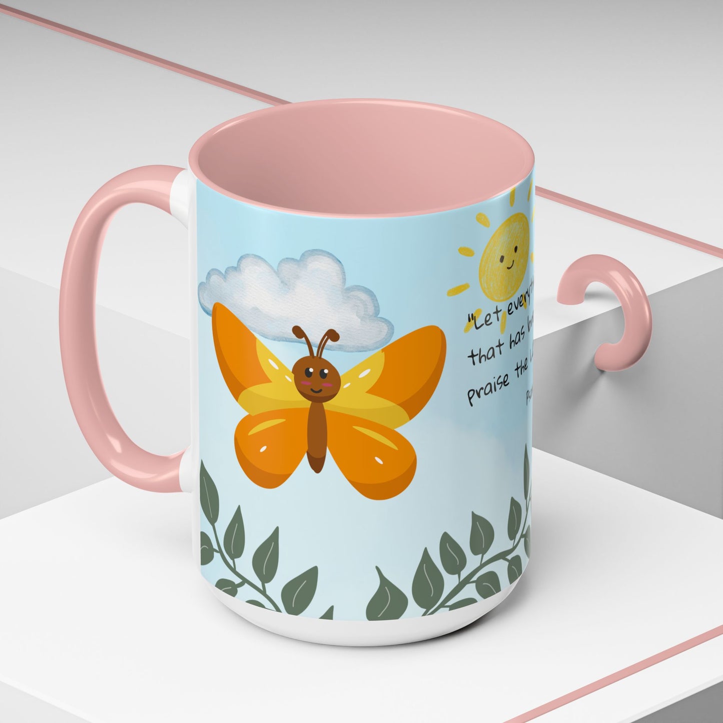 Butterfly Coffee Mug — Christian Ceramic Mug (Psalm 150:6)