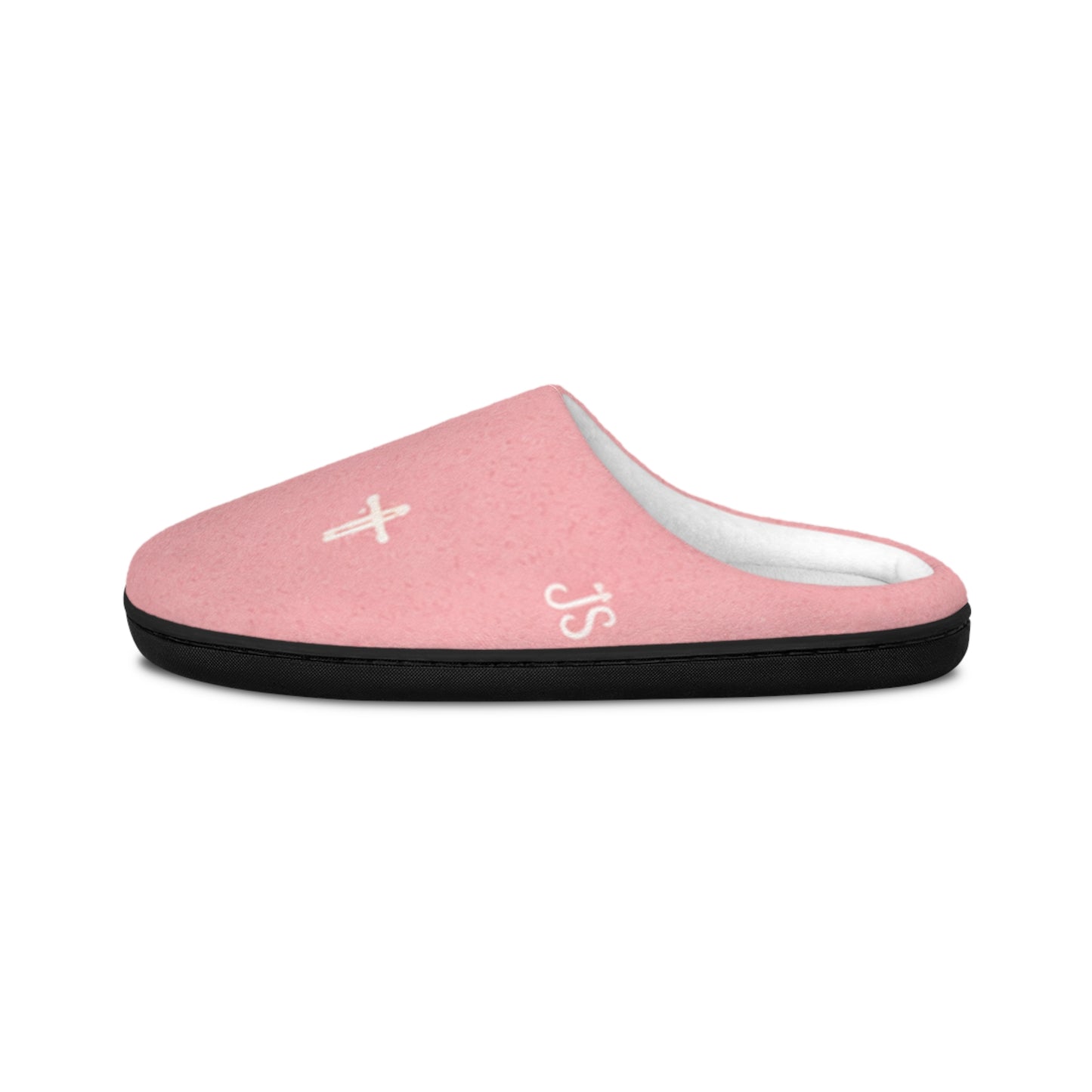 Christian Cross Pattern Women's Indoor Slippers — Signature JC Pink Design