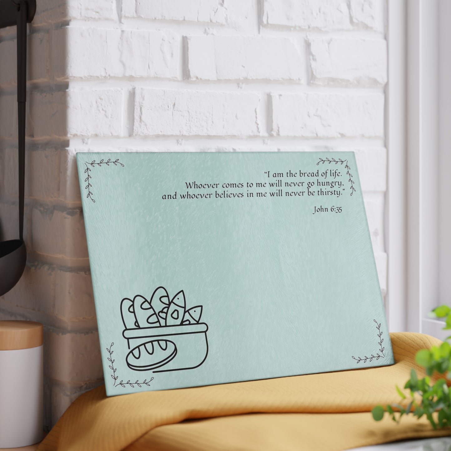 Christian Glass Cutting Board | Bread of Life (John 6:35) Gift