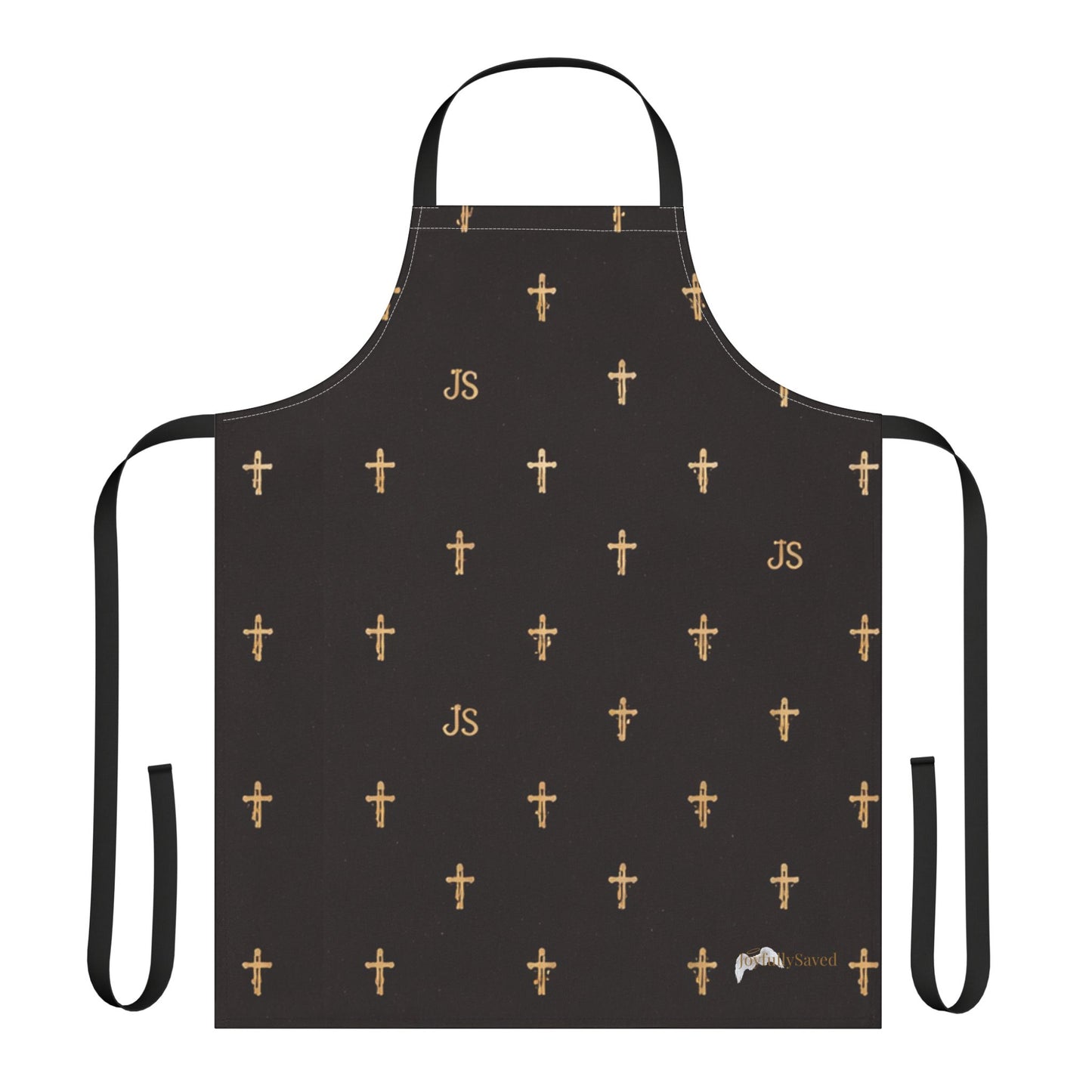 Christian Cross Black Apron — large print, Faith Kitchen Apron