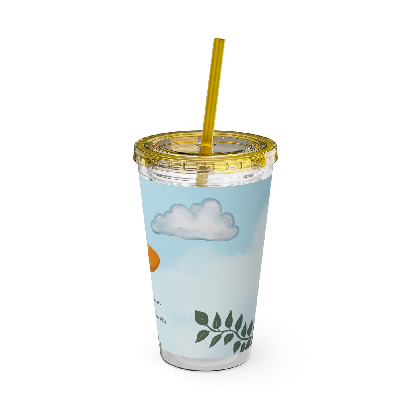 Butterfly & Sun 16oz Tumbler with Straw — 'Let everything that has breath' Psalm 150:6