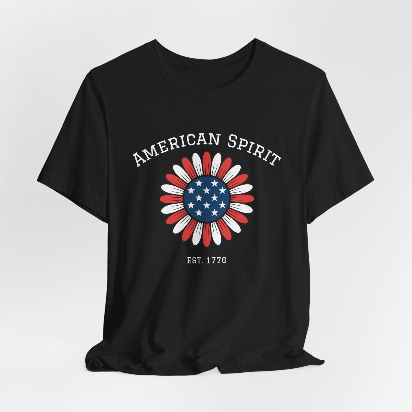 American Spirit T-Shirt — Patriotic Daisy Graphic Tee (Est. 1776)