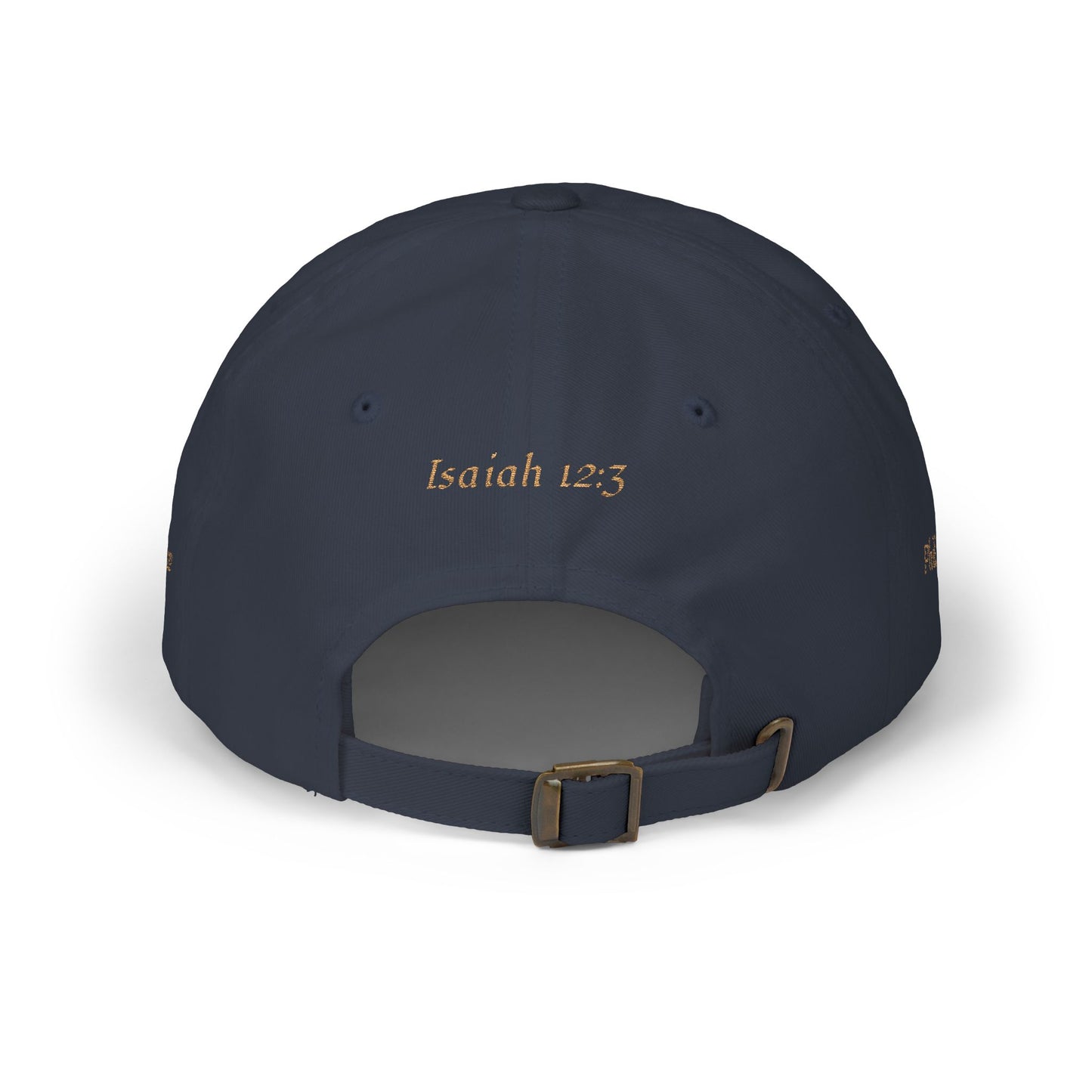 Joyfully Saved "dad" Cap, Logo with verses — Embroidered Hat, Gold text
