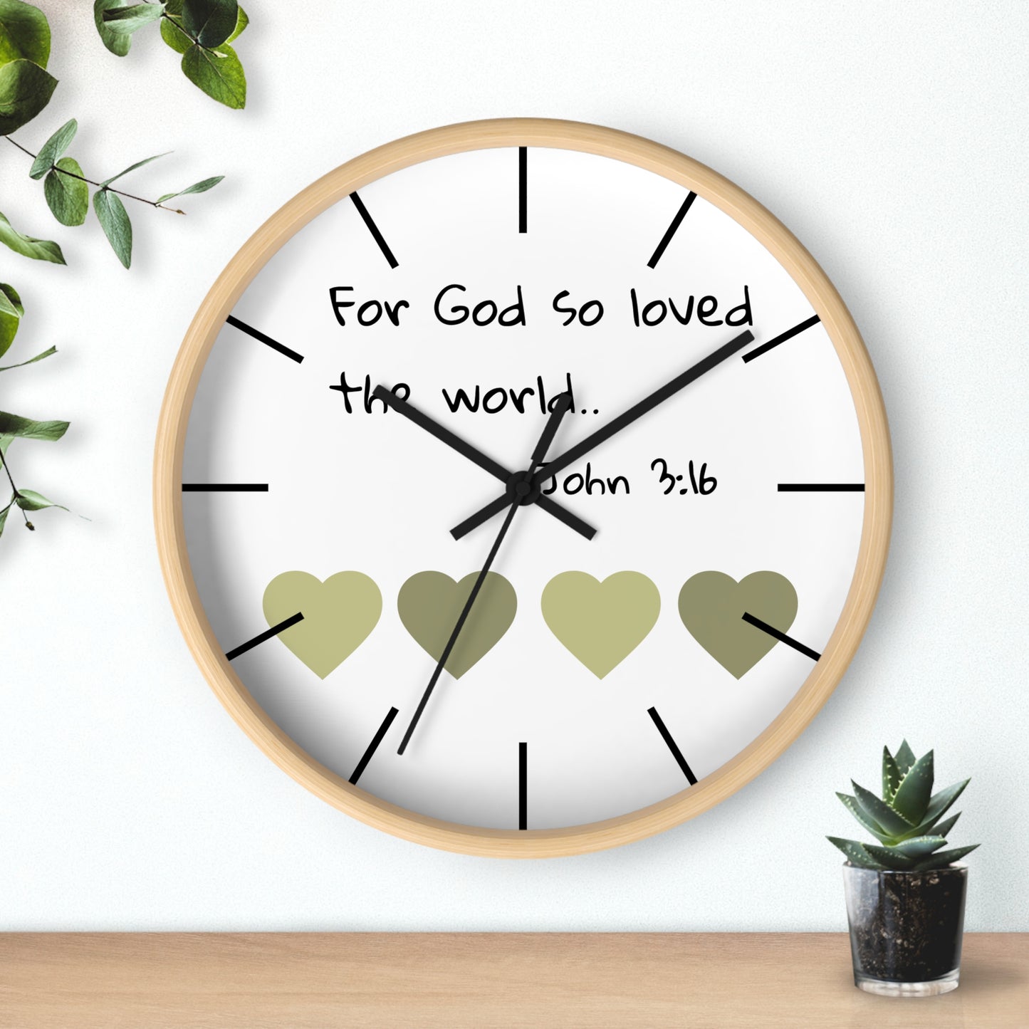 Wall Clock - "For God So Loved the World" John 3:16 Christian Heart Wall Clock