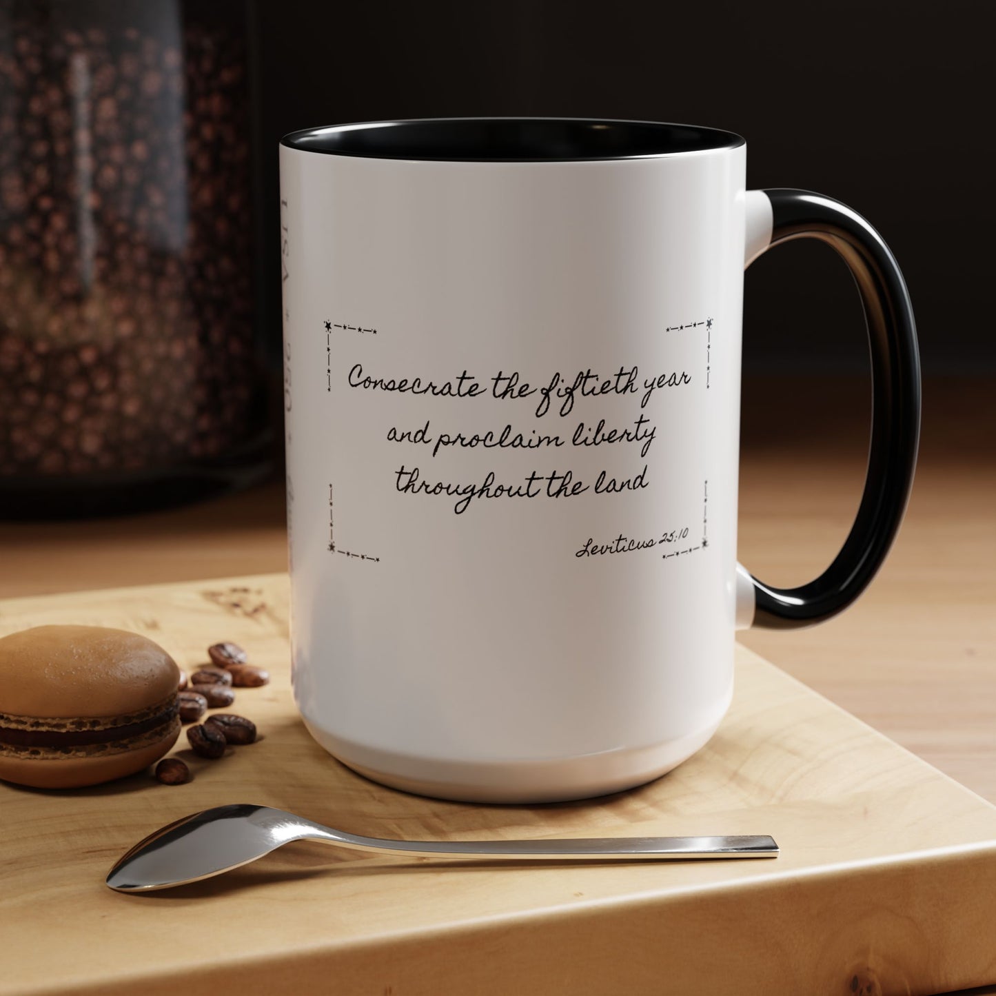 Accent Coffee Mug —  Scripture Patriotic 250th USA Anniversary (Leviticus 25:10)